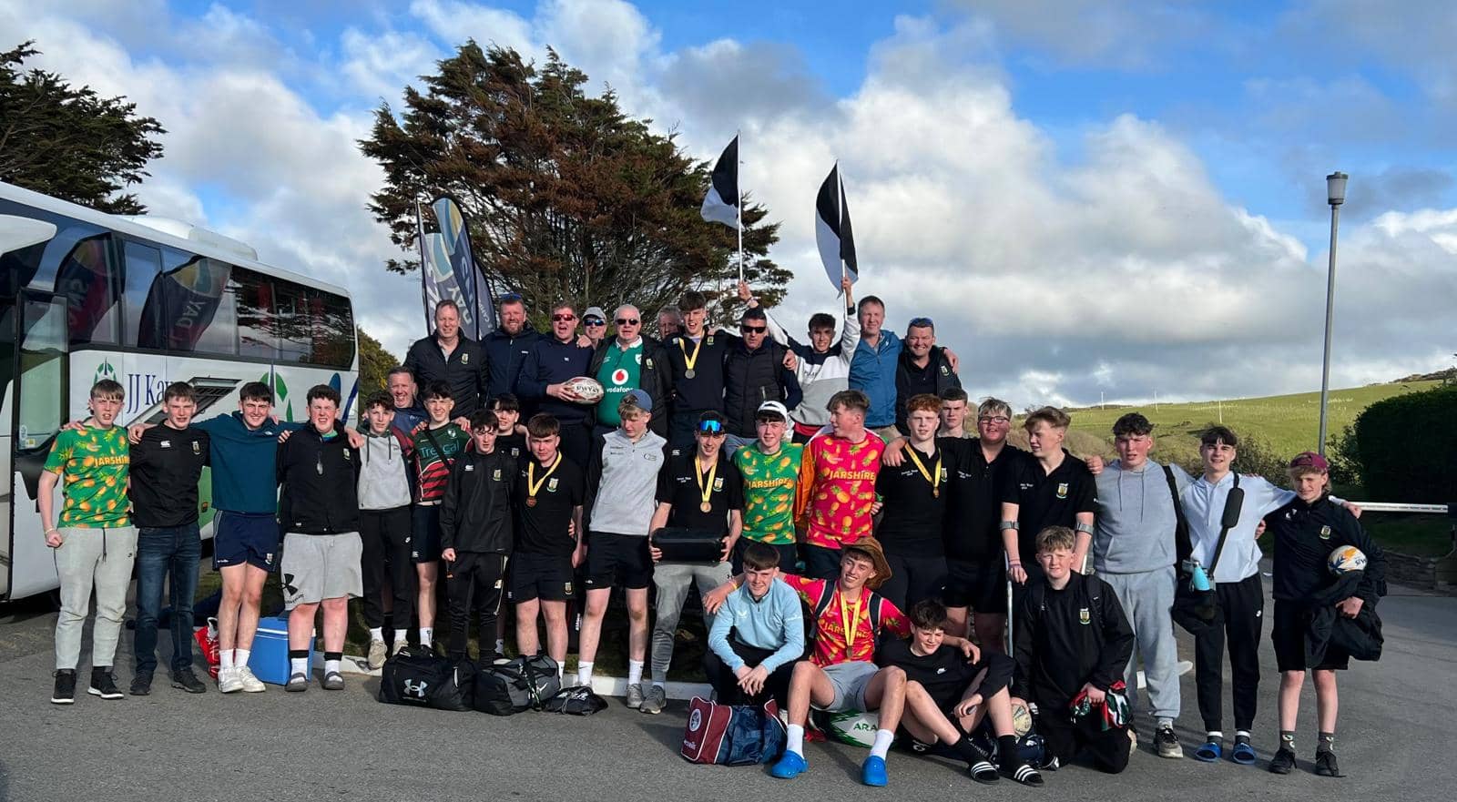 Touring squad arriving at the holiday park