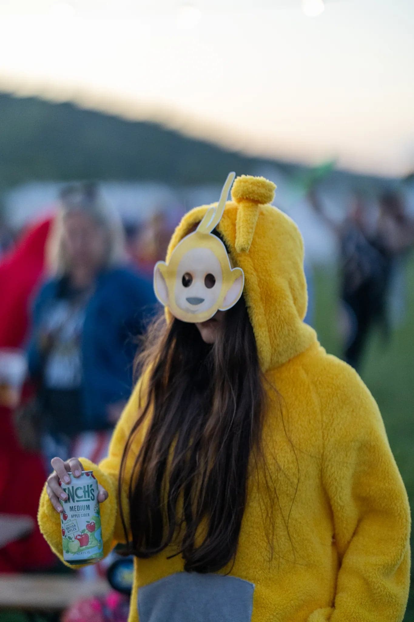 teletubby costume in the crowd