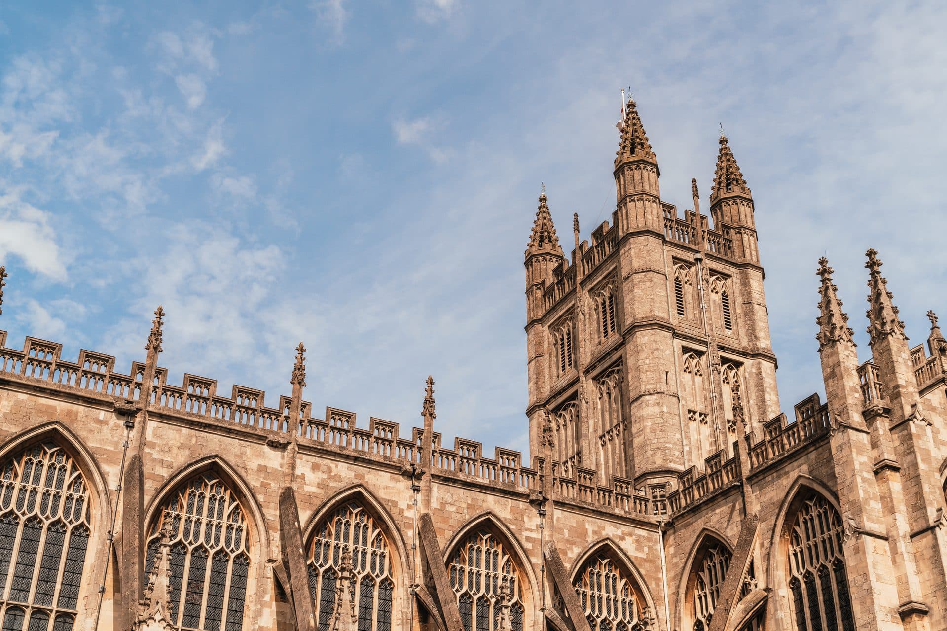 Bath Abbey against a blue sky