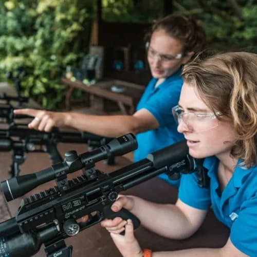 Air rifle shooting at the park